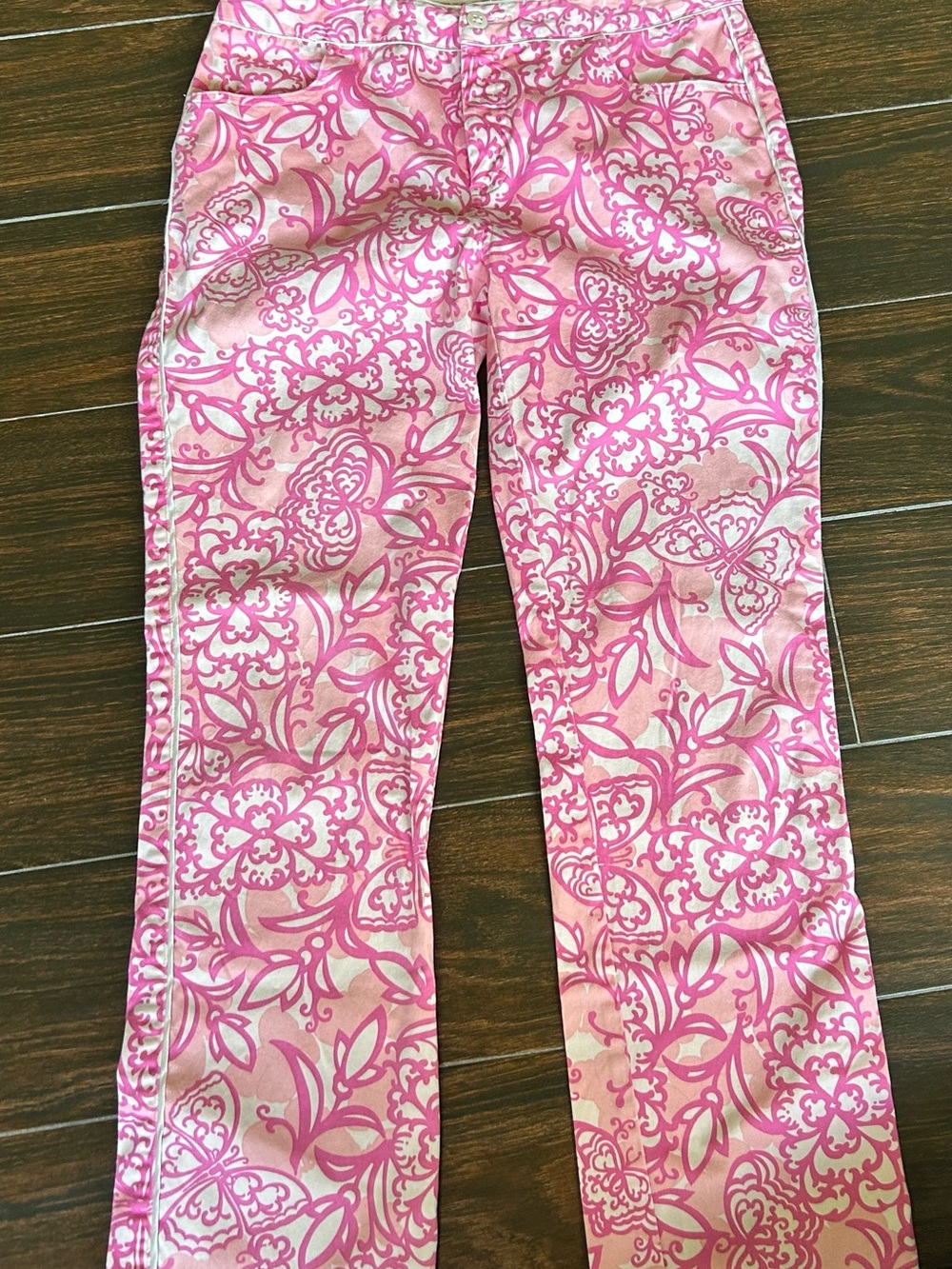 Vintage Pink Floral Print Capri pants